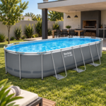 Piscina Estructural Oval Bestway 13.430 L – 5,49 x 2,74 x 1,22 m + Bomba con Filtro + Escalera + Cobertor - Imagen 2