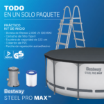 Piscina Estructural Rectangular Bestway 11.532 L – 4,88 x 2,44 x 1,22 m + Bomba con Filtro + Escalera + Cobertor - Imagen 6