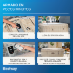 Spa Inflable Bestway Rome Smart Mármol – 7 Personas – 2,01 x 2,01 x 0,71 m – 1.180 L - Imagen 3